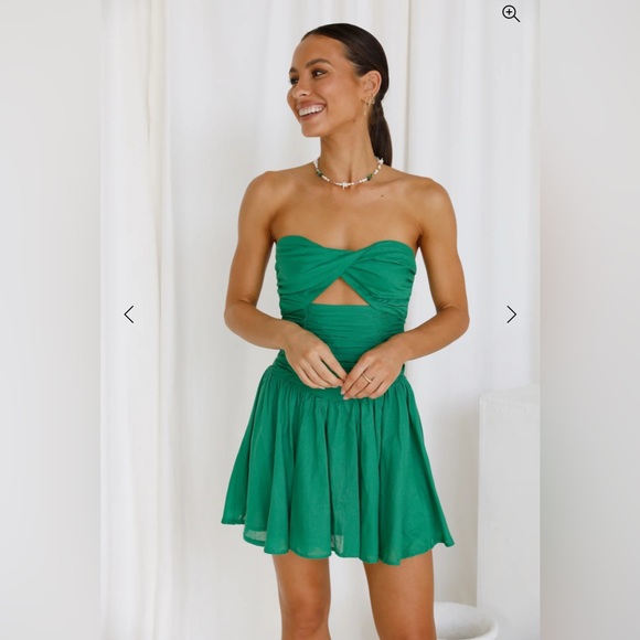 Let’s Get It Popping Strapless Green Dress with Cutout (Comes with Straps) - Picture 10 of 15
